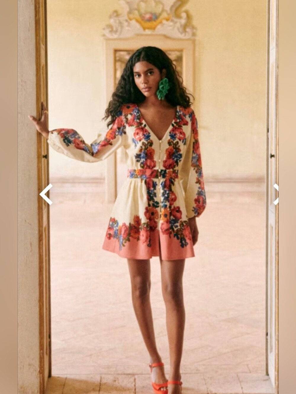 *NWT* [Sezane] Amore Dress In Maxi Roses, Size US 40/8, Part Linen